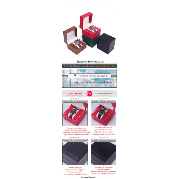 Boîte de rangement de montres en cuir en PU haut de gamme avec intérieur en bois pour l'emballage de luxe