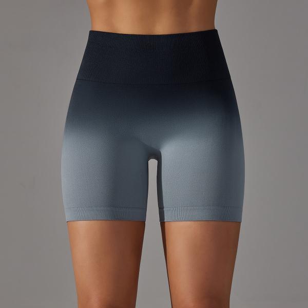 Seamless candy gradient training tight high-waisted exercise shorts running fitness yoga pants woman