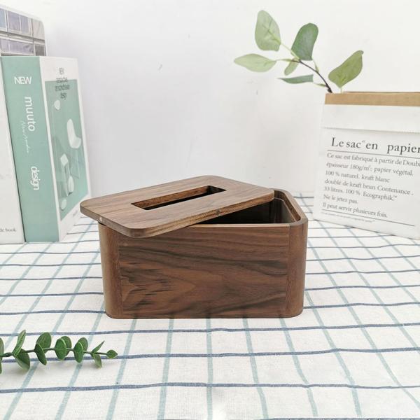 Домашнее 17.5x11.5x8.5 см Ореховый тканевой ящик Деревянный склад квадратный роскошь