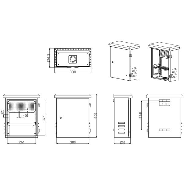 Гальванизированная стальная маленькая коробка приложения 300×150×400mm держателя поляка IP55
