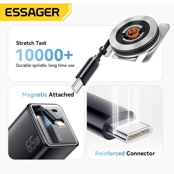 ESSAGER ES-CD49 Series 2 Ports 65W GaN Charger USB Wall Adapter Private Mold and Rated Power 100V-240V AC