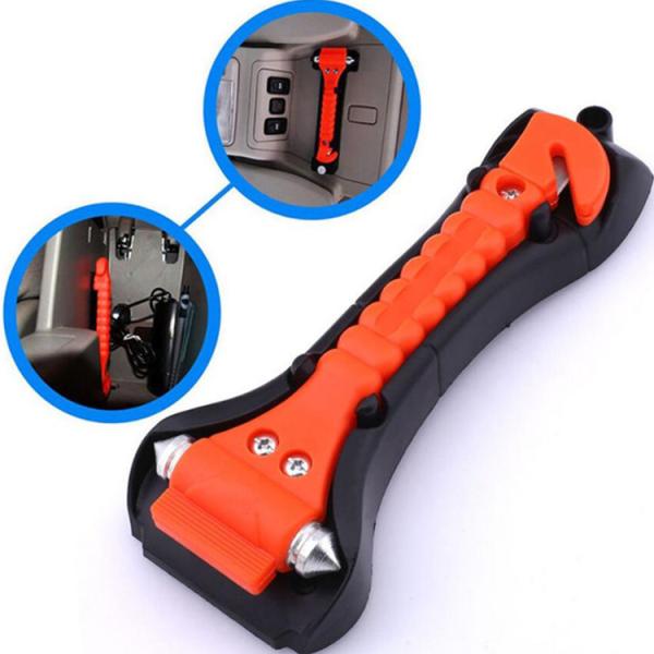 Car Emergency Tool Double Steel-Tipped Window Breaker and Safety Hammer for Red Vehicles