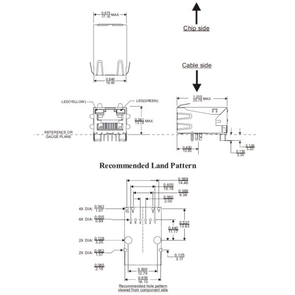 Кран порта ARJE-0026 магнитный RJ45 Jack одиночный вверх по Основанию-T Через-Отверстия 100