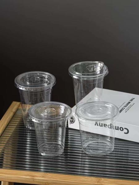 Custom 90mm Disposable Bubble Tea Cups Smoothies Cold Coffee Drinking Plastic Pet Cups