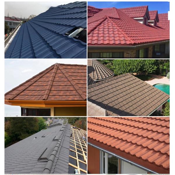 Классическая плитка Каменная покрытая металлическая крыша Плитка Противопогодный оцинкованный кровельный материал Крыша для архитектуры