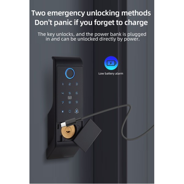 Inteligente Ttlock Smart Door Lock Keyless Wifi Biometric Fingerprint Electric Rim Lock External Anti-theft Bull Head Lock