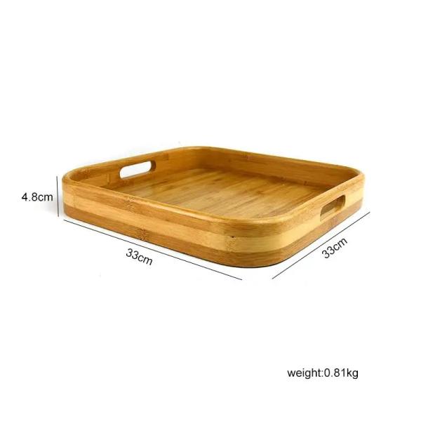 Square Odm Bamboo Tea Tray Fruit Coffee Serving Party Dinner Plates