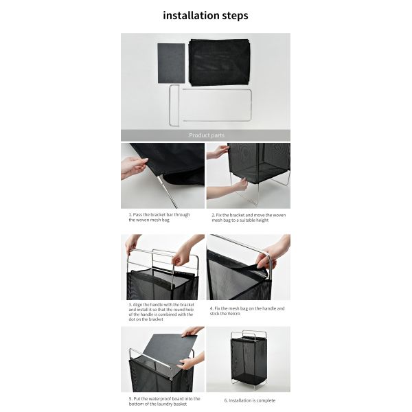 2022 Wholesale Large Nylon S304 Bathroom Kids Baby Foldable Collapsible Portable Fabric Dirty Laundry Basket with Handle