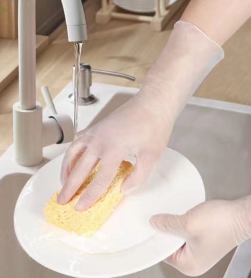 9 Inches Disposable Vinyl Gloves Large 24CM Chemical Resistance Industrial Food Grade