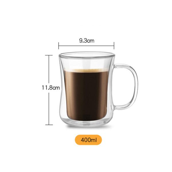 Heat Resistant Borosilicate Double Wall Glass Coffee Mugs