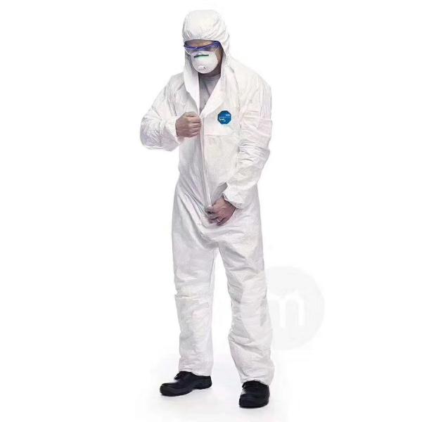 Disposable Heavy Duty  Breathable Coverall, Disposable Coverall is Hooded with Elastic Wrist and Ankles, L/XL, White