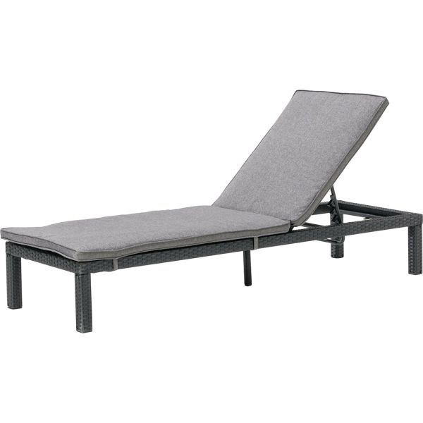 Outdoor Furniture Wicker Chaise Lounge Iron Frame Waterproof Fabric Rattan Sunbed Sun Loungers With Side Square Table