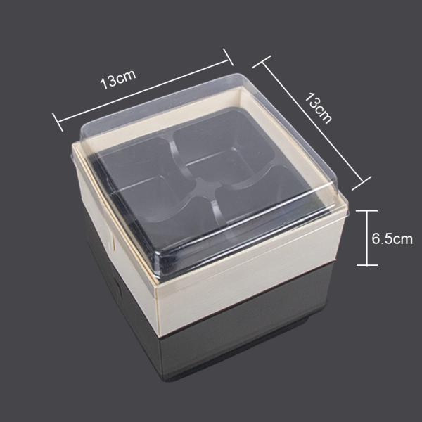 4 Compartment 13*13*6.5cm Plastic Pastry Packaging