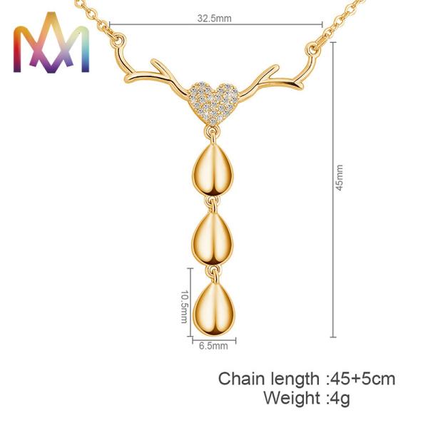 50cm Chain 304 Stainless Steel Deer Necklace With Nameplate Pendant