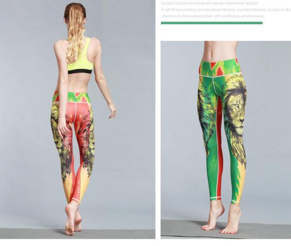 CPG Global Women's Fitness Legging Sport Running Stretched Cropped Pants Yoga  Watercolor Lion Print  High Quality HK49