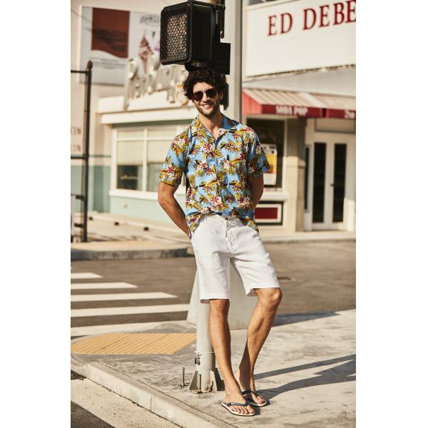 52% Linen Summer Button Up Shirts Mens Short Sleeve Hawaiian Casual Floral Shirts
