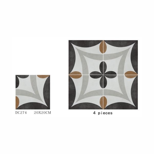 20x20cm Beige & Yellow Ceramic Rustic Tile for Floor and Wall