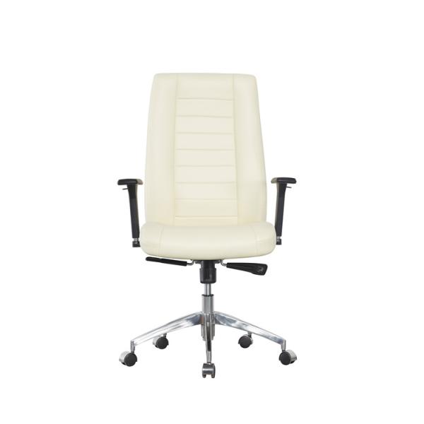 28KG Leather Office Swivel Chairs PU Armrest Convertible White Leather Executive Office Chair