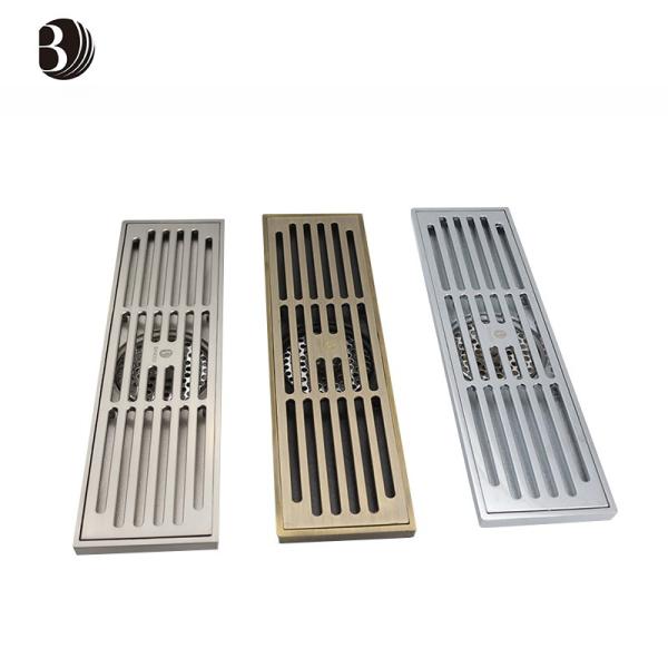 Hotel Bathroom Basin Long Floor Drain with Antique Design Style and Strainer Mat