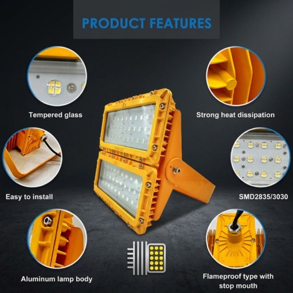 LUMILEDS LM-80 300W LED Explosion Proof Flood Light ATEX Ex db mb IIb T6 100-120LM/W IP65 Hazardous Area Lighting