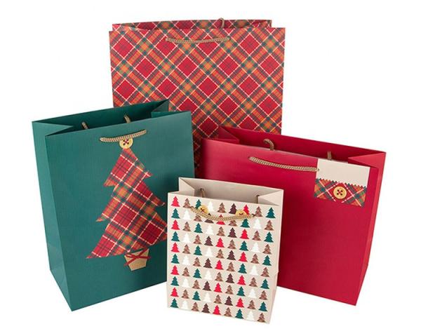 Custom Design Merry Christmas Xmas Paper Gift Bags With Honeycomb and POP UP attachment