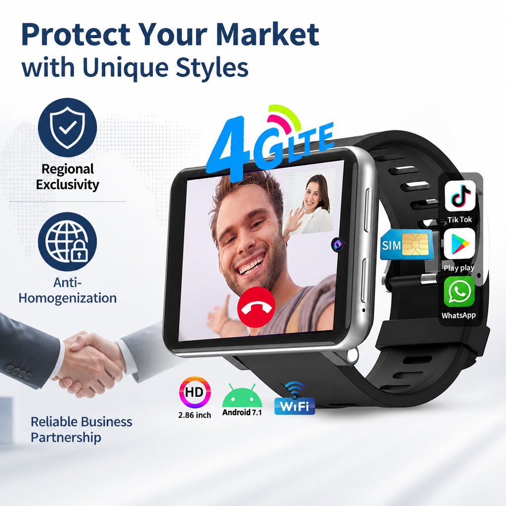DM100 Latest IP68 Waterproof 4G LTE Dual SIM Smart Watch WiFi Thermometer Compass Camera Mobile Phone Touch Screen for Android