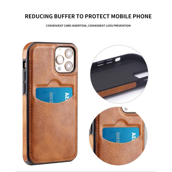 iPhone 15 Pro Max PU Leather Back Cover Card Slot Holder Slim Vintage Mobile Phone Case