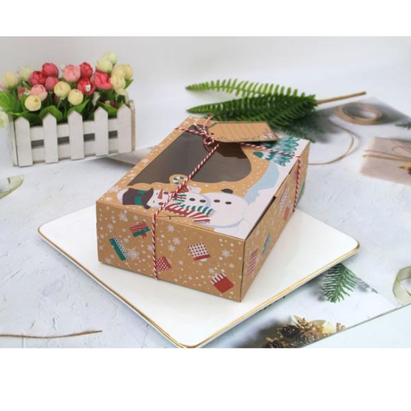 boîte 22*15*7cm à sucrerie de cadeau de fenêtre ouverte de PVC de Noël de papier de 250g emballage