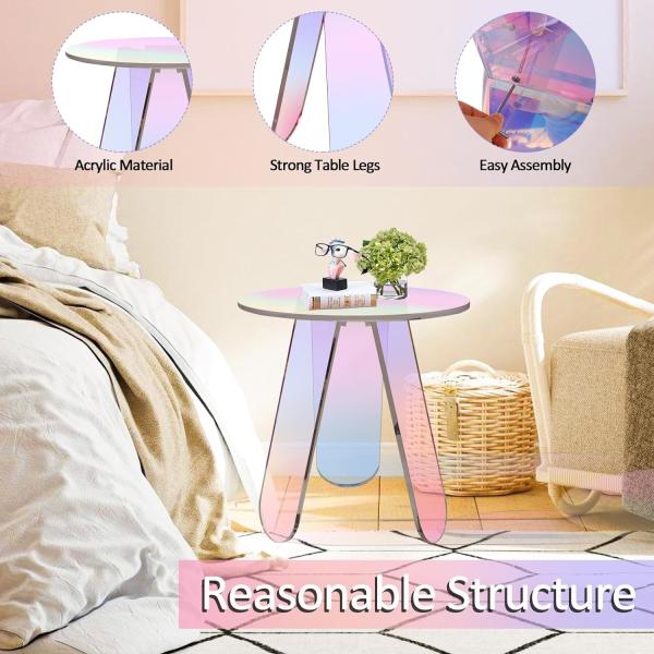 Nordic Colorful Rainbow Custom Acrylic Furniture Acrylic Side Table Round Coffee Table