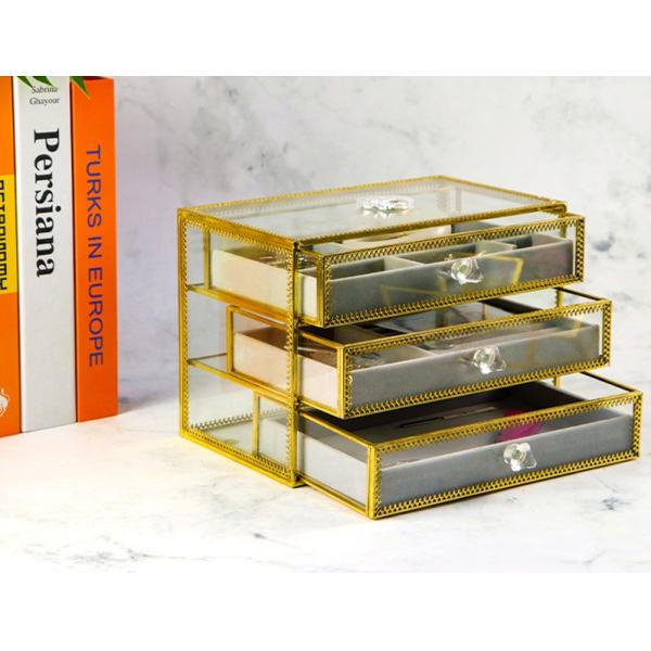 3-layer Drawer jewelry Box Earring ring Multifunctional gift ornaments display box Glass storage box Wholesale