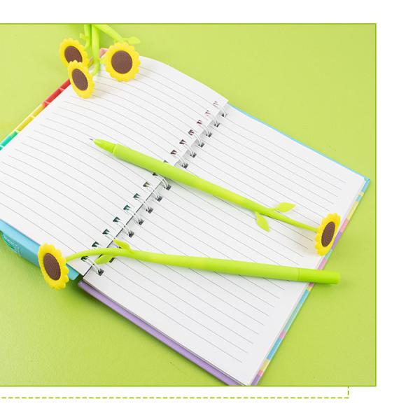 Cute dessin animé de tournesol de silicone stylo neutre de l' élève Papeterie swing stylo cadeau