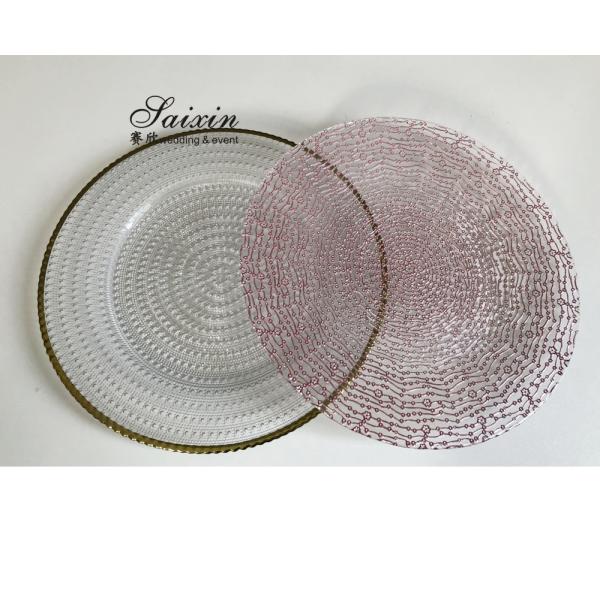 Роскошные черные пластинки для зарядки свадебная посуда ромбоидное стекло 32 см