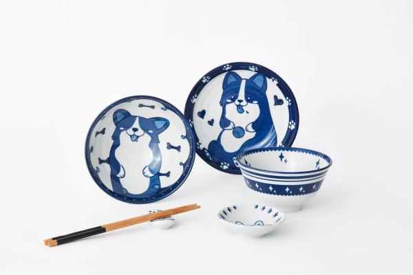 Melhor Confecções de Cerâmica de Pedra Azul Confecções de Jantar Conjunto de Presente Cat Plate Bowl Set Exquisito Presente
