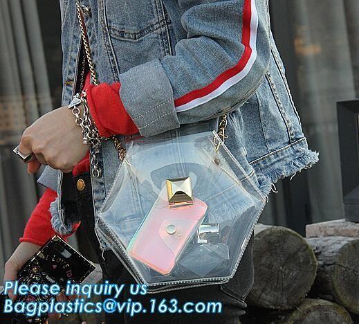 handbags pvc shoulder bag for ladies zipper waterproof pvc bag, transparent PVC shoulder bags, fashion laser handbag PVC