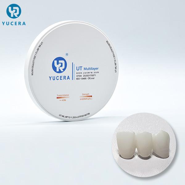 placa dental branca da zircônia de 98mm UT para dentaduras cerâmicas