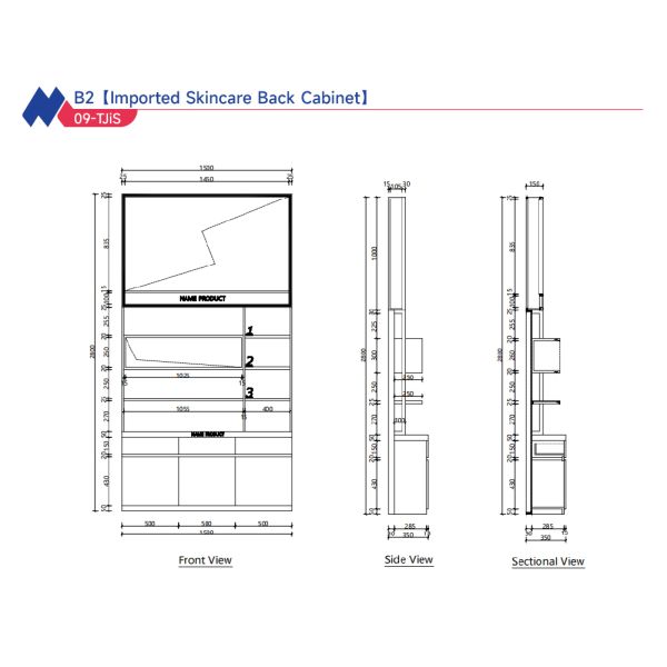 Beauty Store Wallpaper Retail Skincare Display Cabinet With 40mm Light Box
