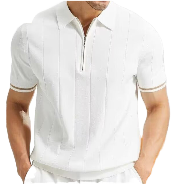 New Stylish Fashion Short Sleeve Casual Zipper Woven Polo Shirt Plain Soft Breathable Business Polo Custom Shirt