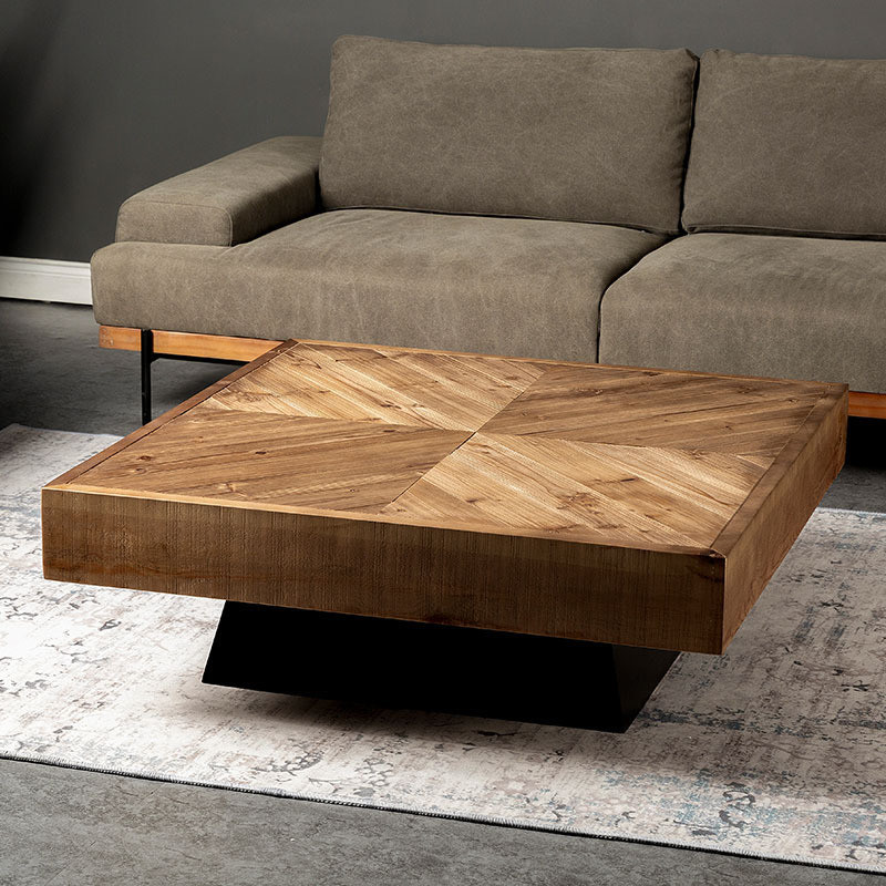 Oak Coffee Table for Living Room TV Stand and Center Table Marble Wood Adjustable Simple
