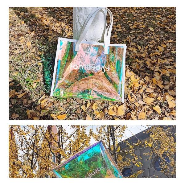 Vinyl beach totes handy bag, handle bag, should bag, Clear bag, Holographic Tote Bags, Iridescent Waterproof Top Handle Bag, Clear Jelly Totes Vocation Party Beach Bag