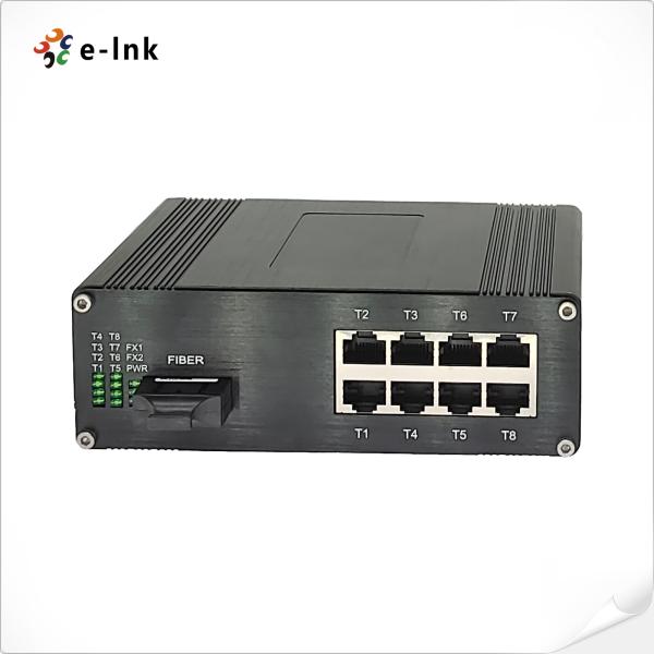 Industrial 8-Port Gigabit Ethernet Switch + 1-Port 1000Base-X Fiber -40~80°C