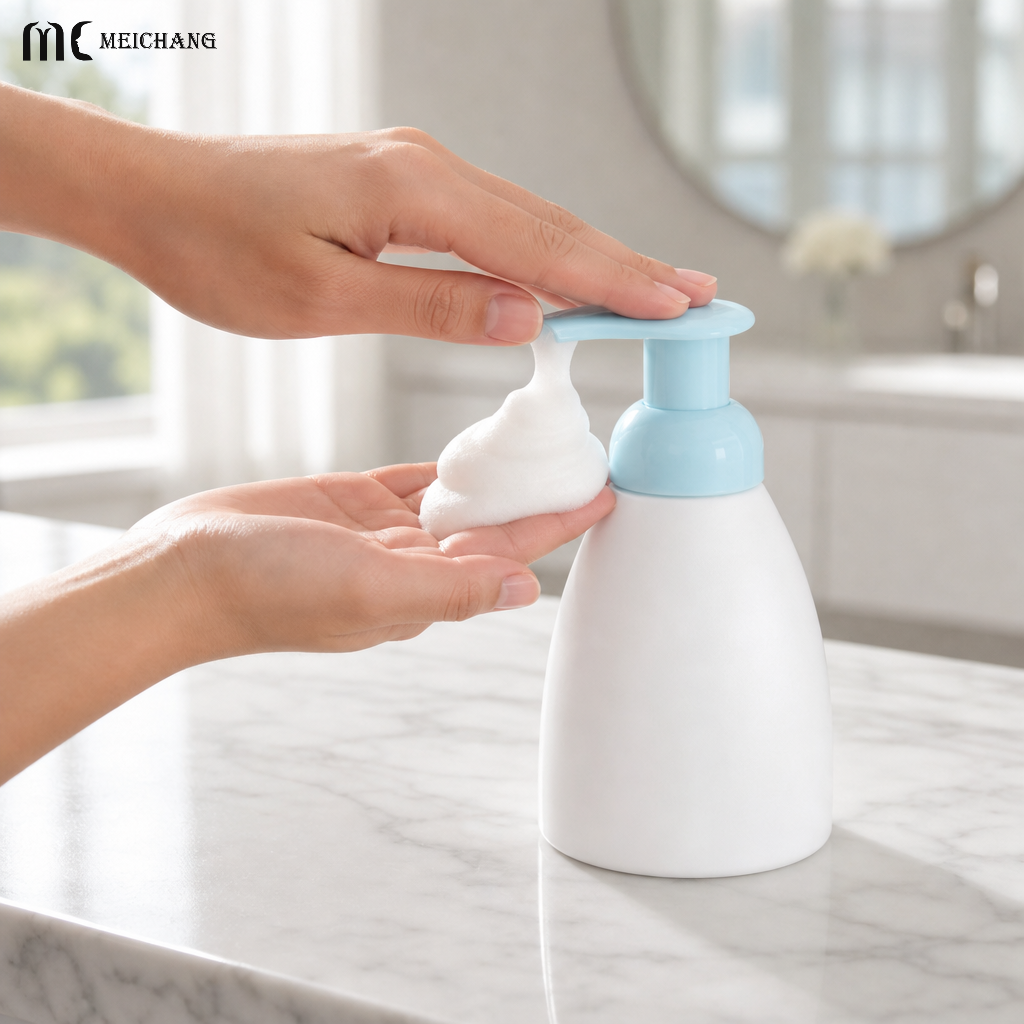 300ml Soft PE Oval Foaming Pump Bottle for Facial Cleanser（MC-1802）