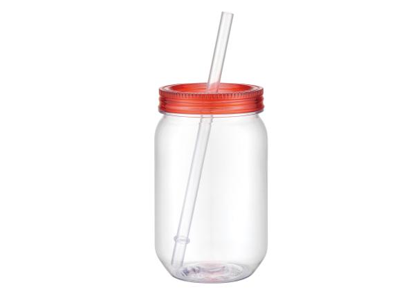 Single Wall Acrylic Plastic Mason Jar Bottle With Plastic Lid Cold Drink Using