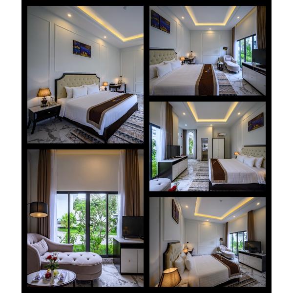 A mobília material do quarto do rei da mobília do boutique hotel da madeira compensada ajusta-se