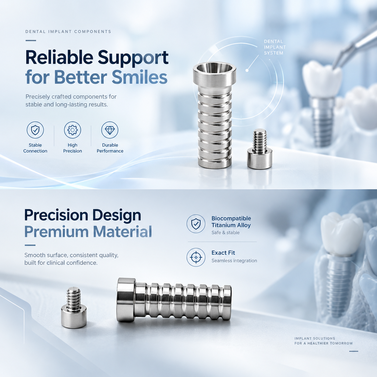 Customized TC4 Titanium Alloy Composite Temporary Abutment With Fixation Screw
