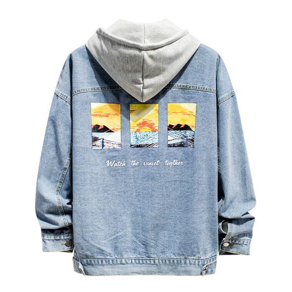 100% полиэстер рукавов голубых курток людей джинсов джинсовой ткани случайных длинное