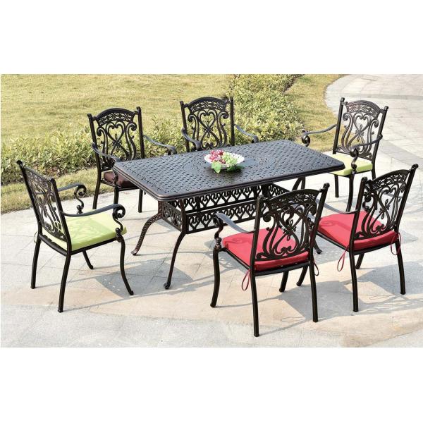 Leisure Garden Cast Aluminum 6 Seater Outdoor Furniture Table And Chair Set Garden Furniture