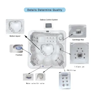 Spa hydrothérapeutique Marbre Blanc Océan Wave Bleu 6 personnes baignoire thermale 950L Capacité d'eau