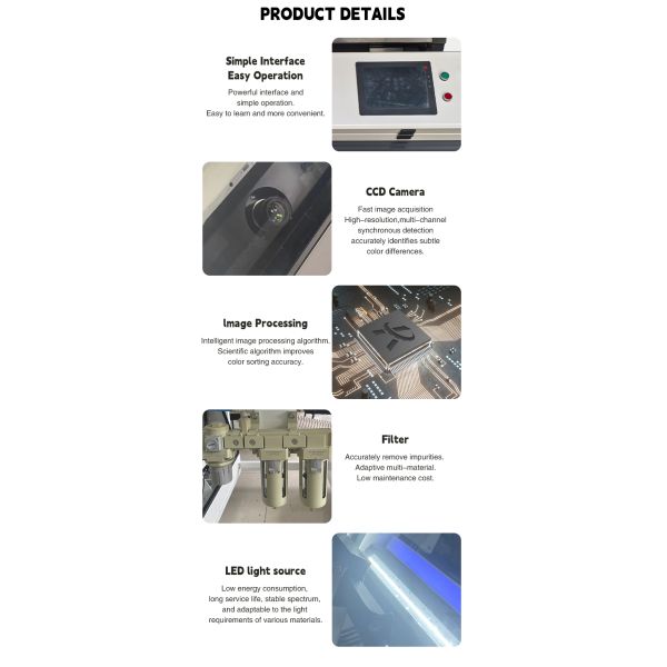 High Accuracy Multi-Channel  CCD Camera Sorting Color Sorter Machine