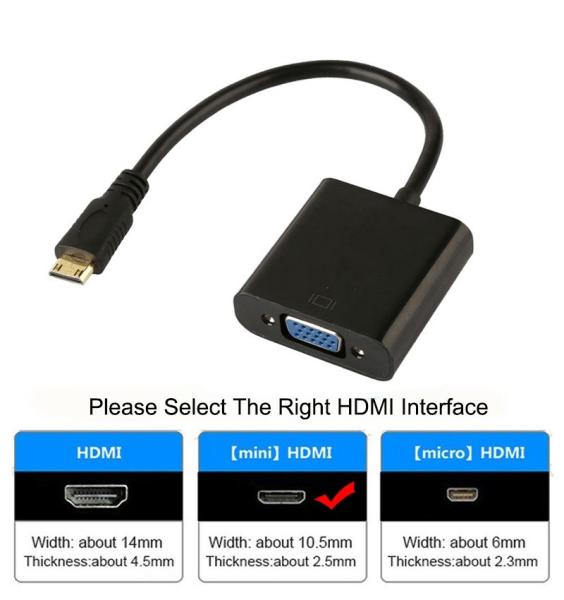 15cm Cable Male To Female 480p 720p 1.4 HDMI To VGA Adapter