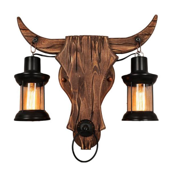 Industrial Loft design creative cafe restaurant bar bedside iron wooden led wall lamp （WH-VR-21）